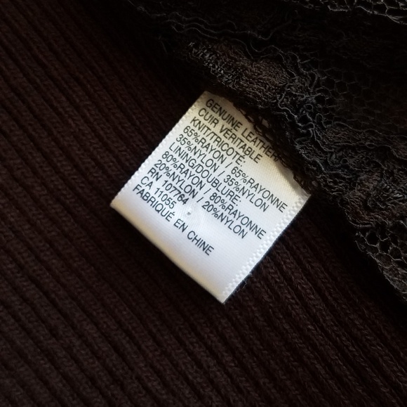 Vintage Leather Knit Button Up Brown Jacket - Picture 6 of 7